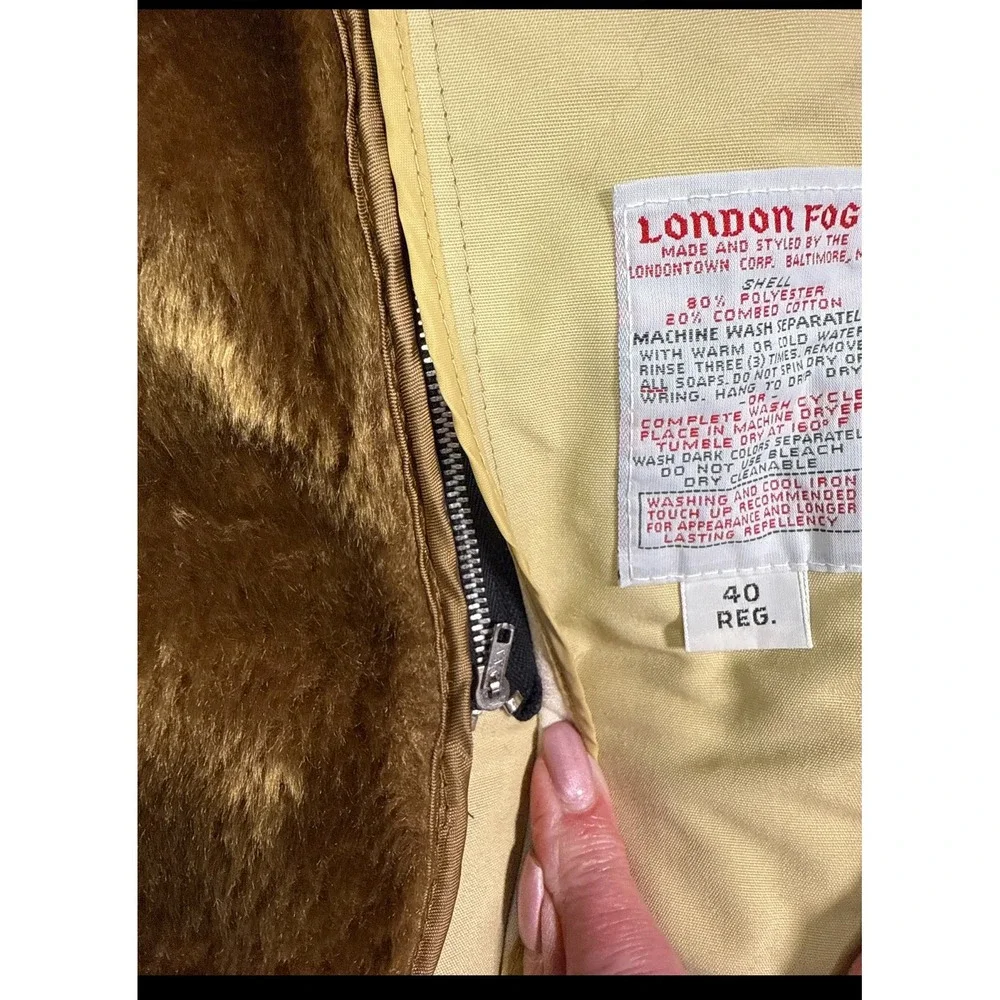 Vintage London Fog Jacket Beige Zip-Front | 70s 80s‎ Classic Lined Size 40 Reg